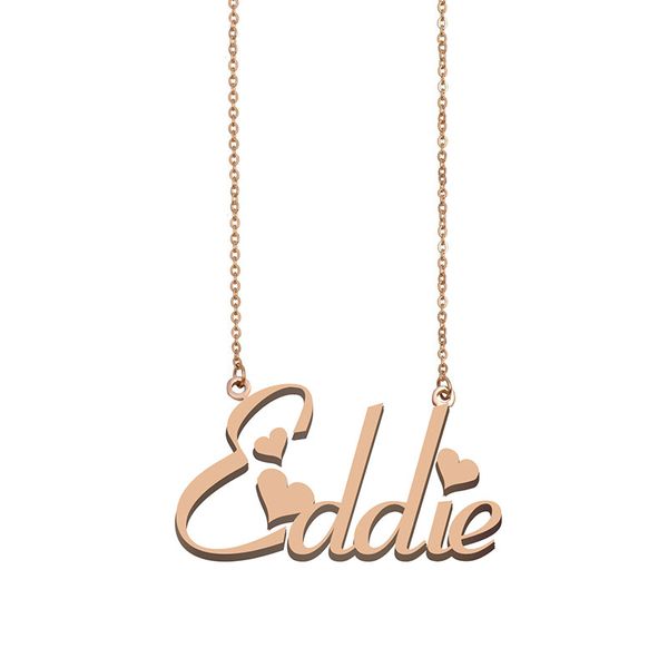 

eddie name necklace pendant for women girls birthday gift custom nameplate kids friends jewelry 18k gold plated stainless steel, Silver