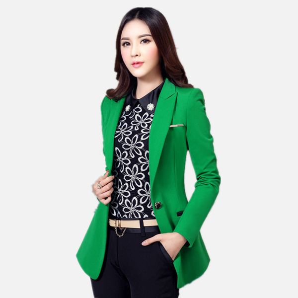 

women blazers and jackets autumn long-sleeved office work suit outwear black green blaser femme plus size 4xl, White;black