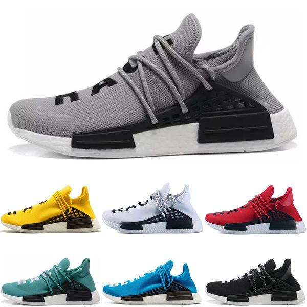 

luxury men women human race running shoes pharrell williams yellow red green white mens trainers sports designer sneakers 36-45