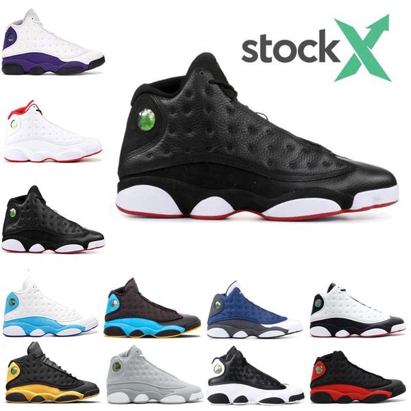 

stock x 13 13s men basketball shoes playoff black cat bred chicago flint cap and gown hyper royal designer trainers sport sneaker 7-13