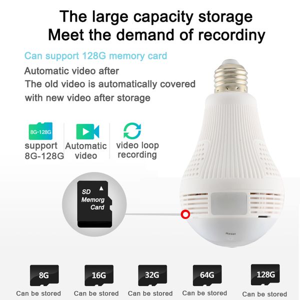 

Hot 360 Degree LED Light 960P Wireless Panoramic Home Security Security WiFi CCTV Fisheye Bulb Lamp IP Camera Two Ways Audio