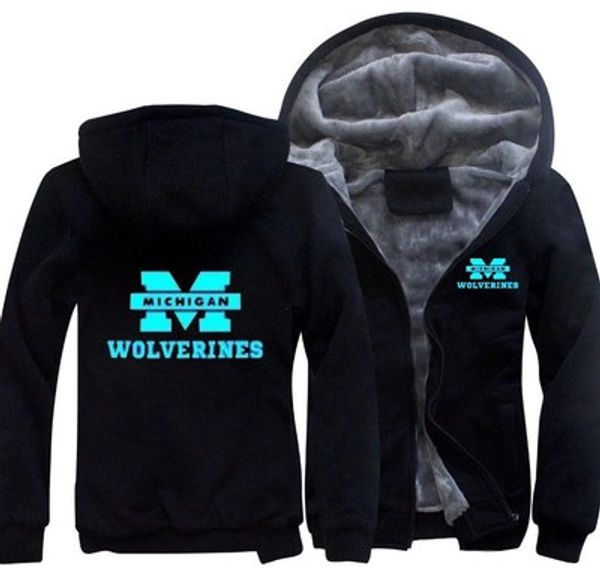 

2019 winter hoody michigan wolverines men women warm thicken hoodies autumn clothes sweatshirts zipper jacket fleece hoodie streetwear, Blue;black