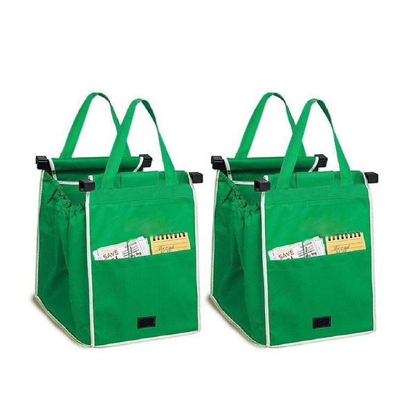 

grab bag clip-to-cart grocery shopping bags reusable eco foldable shopping bag storage bags boxes baskets big size c923