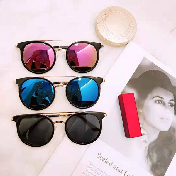 

2020 fashion cat eye women sunglasses metal frames flat gold pink mirror lens tourism eyewear multi-color style oculos feminino, White;black