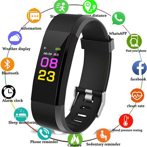 

2019 sport bracelet watch women men led waterproof smart wrist band heart rate blood pressure pedometer clock for android ios, Slivery;brown