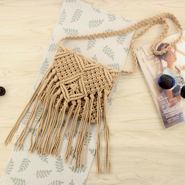 

boho women straw bags tassel shoulder messenger bags solid flap handbags women crossbody