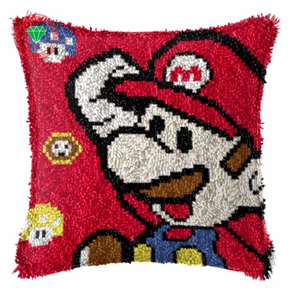 

needlework cross-stitch carpet cushion patchwork pillowcase diy pillowcase embroidery thread latch hook rug kit home decor