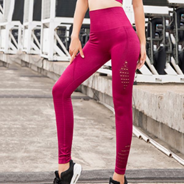 

leggings sport women fitness high waist leggings trousers holes stretch casual skinny ripped feminino yoga pants, White;red