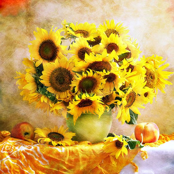 

5d full drill mosaic diamond painting art painting kits for kids sunflower diamond diy for home wall decor 40cmx40cm