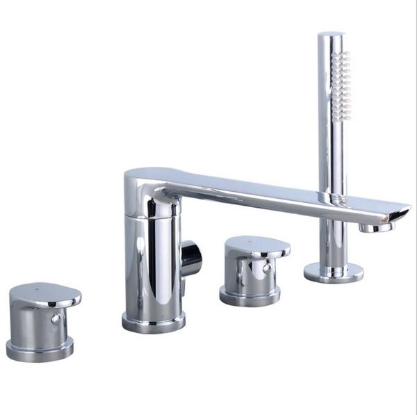 

bathtub shower widespread deck-mounted 4 pieces dual hand four holes shower mixer faucet cold brass shower faucet set