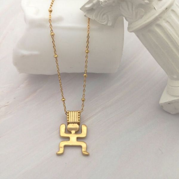 

cool figure maya totem collar necklace square solid 925 sterling silver simple ball chain women pendant charm necklace jewelry