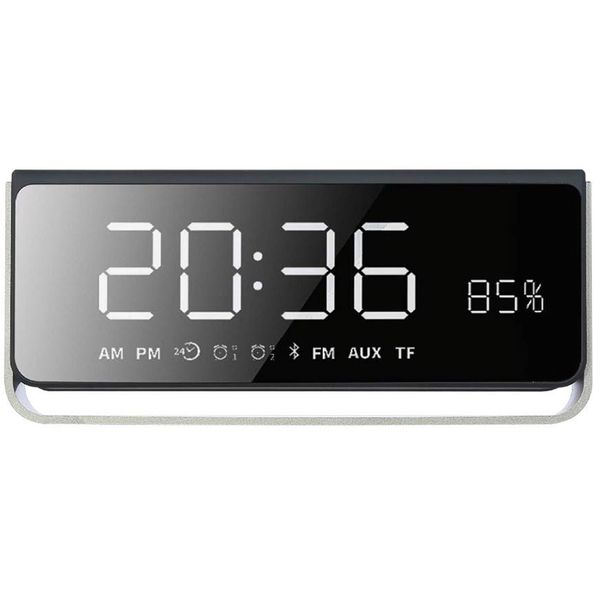 

new-fm radio alarm clock with dimmable large led, usb charger port, rechargeable battery backup, sleep timer, adjustable volume