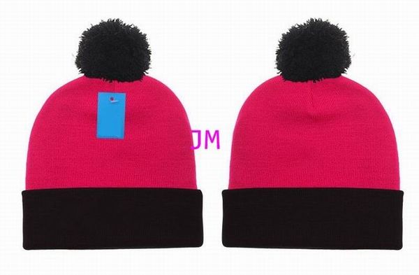 

2020 fashion knitting cotton black peach strips hats with black hair ball cap women's men winter comfortable warm hats, Blue;gray