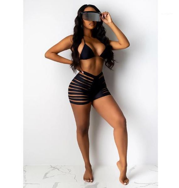 

мода твердые sexy выдалбливают шорты купальники повседневный 2pcs наборы женщин летняя одежда женщины дизайнер бикини, White;black