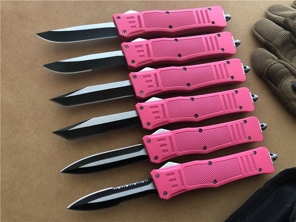 

8'' Medium Size 616 Double action auto knife Pink 440C Blade EDC survival gear Hunting A161 Tactical Knife knives w/ Nylon Sheath