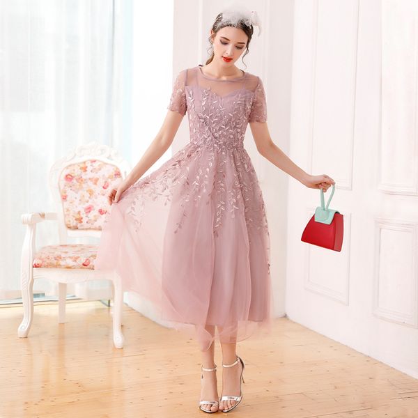 

summer new dress european and american women's heavy industry embroidery tide slim waist swing fashion mesh short-sleeved dress tempera, White;black