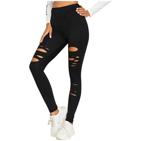 

leggings women hole hollow pencil pants high waist push up leggins black fitness workout gym sportswear gothic trousers