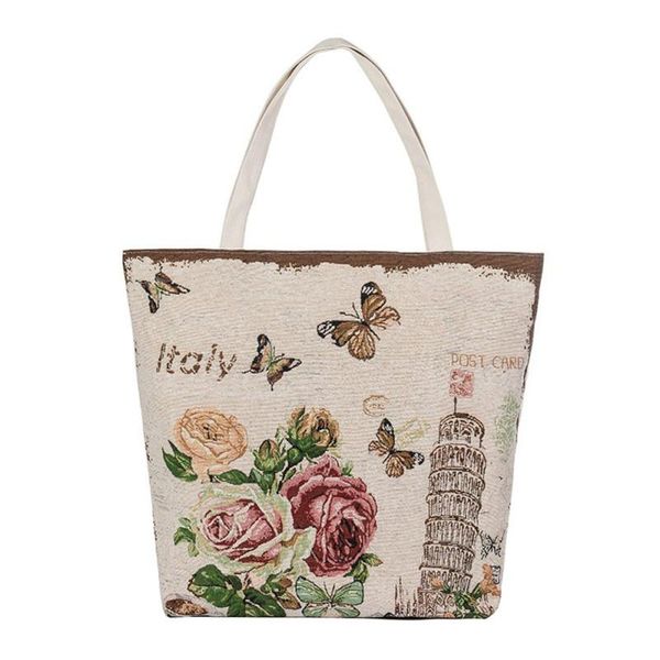 

sleeper #4052 flowers canvas tote casual beach bags women shopping bag handbags bolsos mujer new