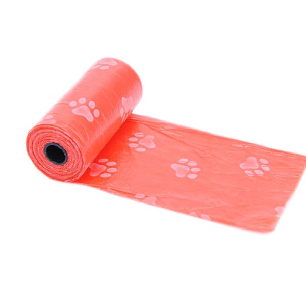 

1 roll degradable pet dog waste poop bag with printing doggy excrement bag color random
