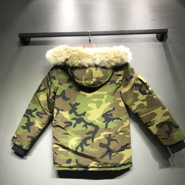 

canada goosedown mens designer jacket high end custom camouflage style down jacket large capacity square pocket street hip hop hooded coat, Black