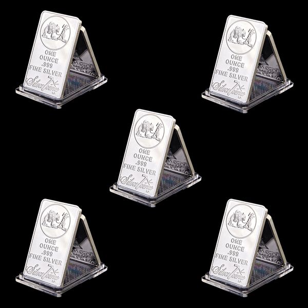 

5pcs usa towne prospector 1oz bar ounce troy silver plated bullion silver plated commemorative bar