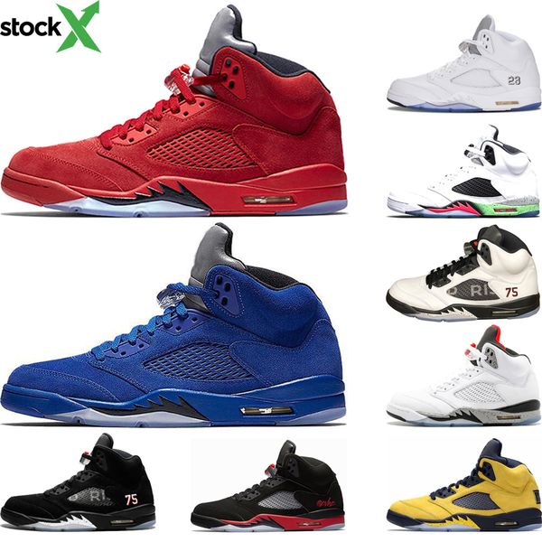 

new arrival 5 red blue suede basketball shoes for men 5s mens grape white cement olympic metallic gold fire red oreo designer shoes