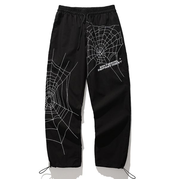 

uncledonjm spider embroidery baggy harem pants streetwear men 2020 summer hip hop casual trousers fashion male pants ed933, Black