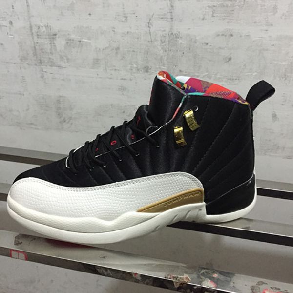 

12s new chinese new year kids basketball shoes black true red white traditional chinese patchwork quilted pattern boys sneakers