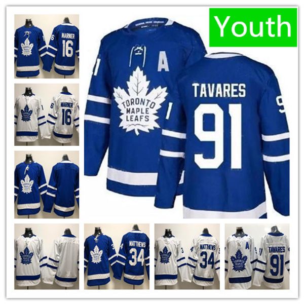 

2019 youth 91 john tavares toronto maple leafs jersey youth auston matthews 16 mitch marner kids hockey jerseys blank blue white stitched, Black;red