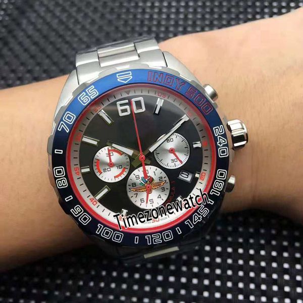 

Новый Formula One F1 Indy 500 Стальной корпус Синий Черный ободок Черный циферблат Silver Subdial