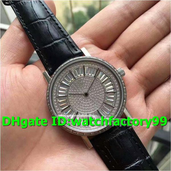 

New luxury altiplano g0a37128 watch cu tom iced out tainle teel ca e ilver iced out dial leather trap miyota 9015 automatic men watch