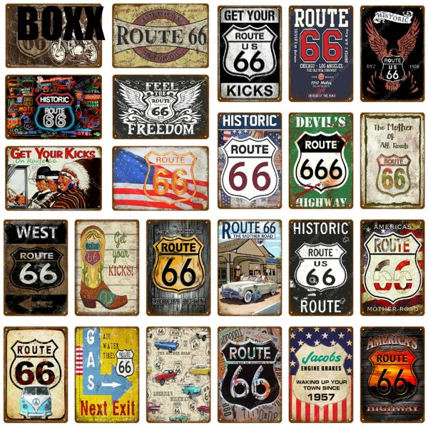 

historic route 66 metal plate highway road car bus tin signs bar pub cafe home decor garage wall painting american plaque