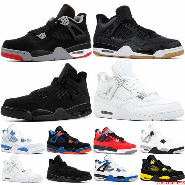 

2019 mens trainers 4s basketball shoes bred white cement black cat royalty se cavs raptor sngl-dy sports 4 sneaker shoes size 7-13