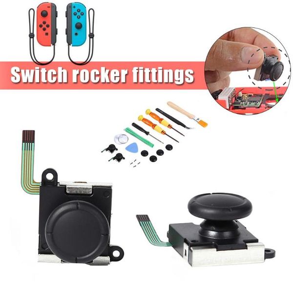 

1 set 3d analog joystick thumb sticks w/silicone cap kit fit for nintend switch weight 75g packing size 105mm*50mm*10mm