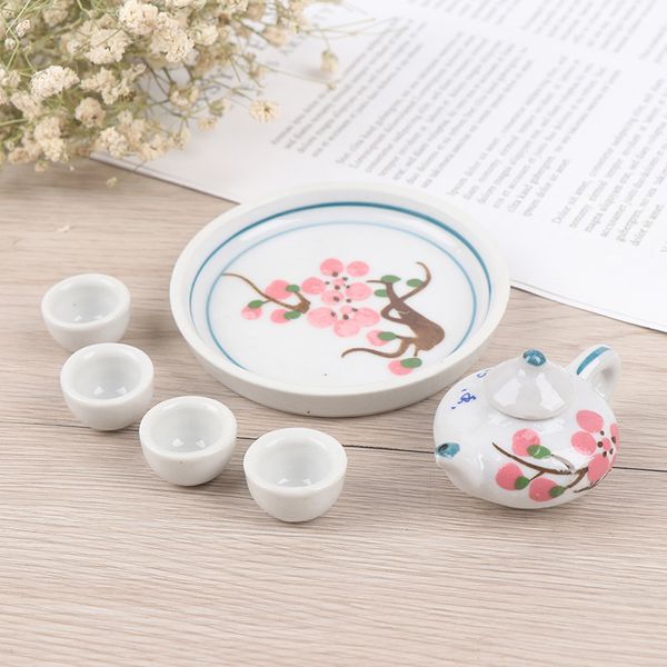 

1set 1:12 miniature doll house flower patten coffee tea cups ceramic tableware dollhouse kitchen accessories