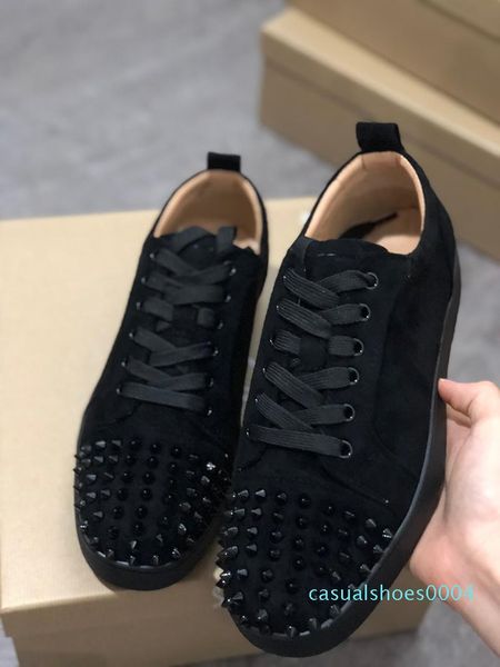 

new luxury red bottom shoes mens spikes sneakers black leather spiked toe tennis sports trainers designer shoes ac04