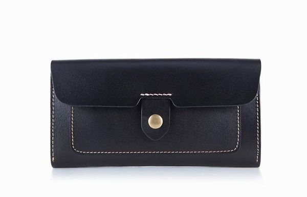 

cow leather women solid fashion long purse handmade hasp wallet, Red;black