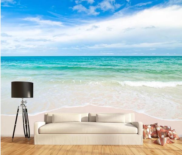 

ocean sea beach blue sky spray background wall wallpaper for walls 3 d for living room