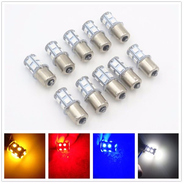 

10pcs white red blue amber s25 1156 ba15s p21w 13 smd 13smd car turn signal light brake bulb reverse tail lamp