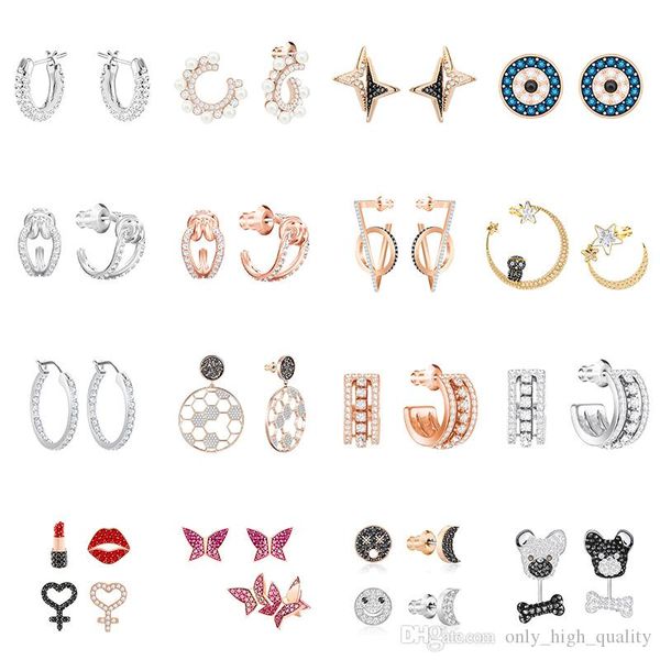

autumn new original 925 sterling silver diy popular brand smile lipstick lips pink butterfly earrings sculpture for party, Golden