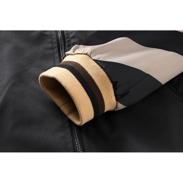 

designer jacket men's brand coat simple fashion jacket hit color stand collar slim patchwork jacket luxury casual wear youth college m, Black;brown