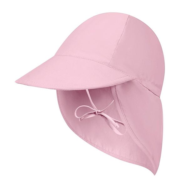 

outdoor flap cap children lightweight foldable adjustable sunshade neck cover sun hat sportswear with chin strap, Black;white