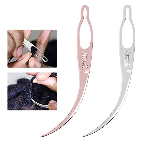 

2pcs dreadlocks tool craft dreadlocks crochet 3\" rose gold + silver