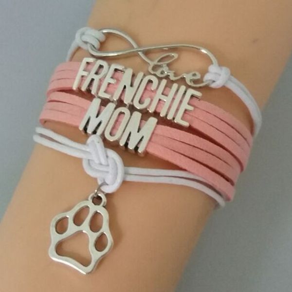 

fashion infinity love frenchie mom bracelets charm love frenchie mom bracelets paw bracelet jewelry, Golden;silver