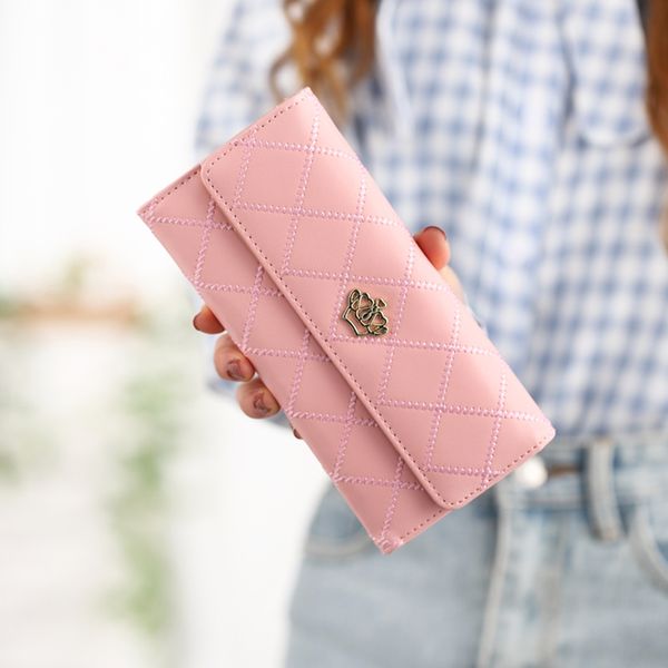 

women's wallet female long section large capacity small fresh wallet female 2019 new thin section vertical section ladies long wallet, Red;black