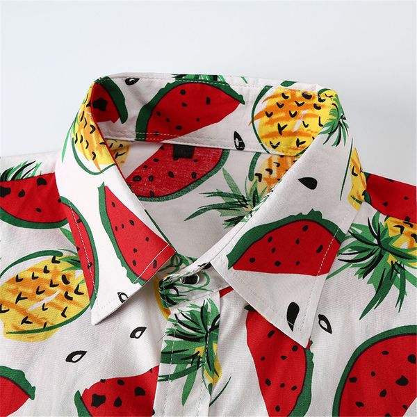 

hip hop fruit pattern man shirt long sleeve male party blouse turn-down collar funny fruits print shirts boy 3xl slim blusa, White;black