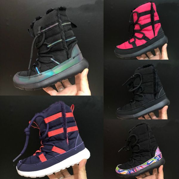 

designer children' winter boots plus velvet warm high baby boys girls snow boots infant breathable winter ski boots, Black;grey