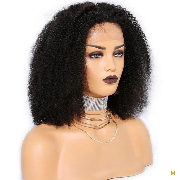 

short bob afro kinky curly wig 13x4 lace front human hair wigs for black women remy brazilian 150% plucked middle ratio bleached, Black;brown