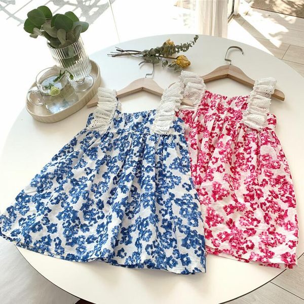 

2020 selling baby girls printed vest dress summer kids girls dresses 1-6 years, Red;yellow