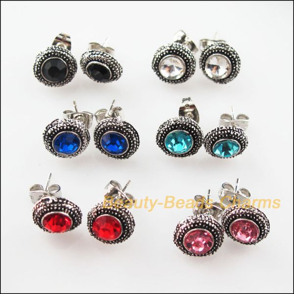 

Fashion 12 New Mixed Crystal Findings Wire Earrings Hooks Tibetan Silver Tone 10x15mm